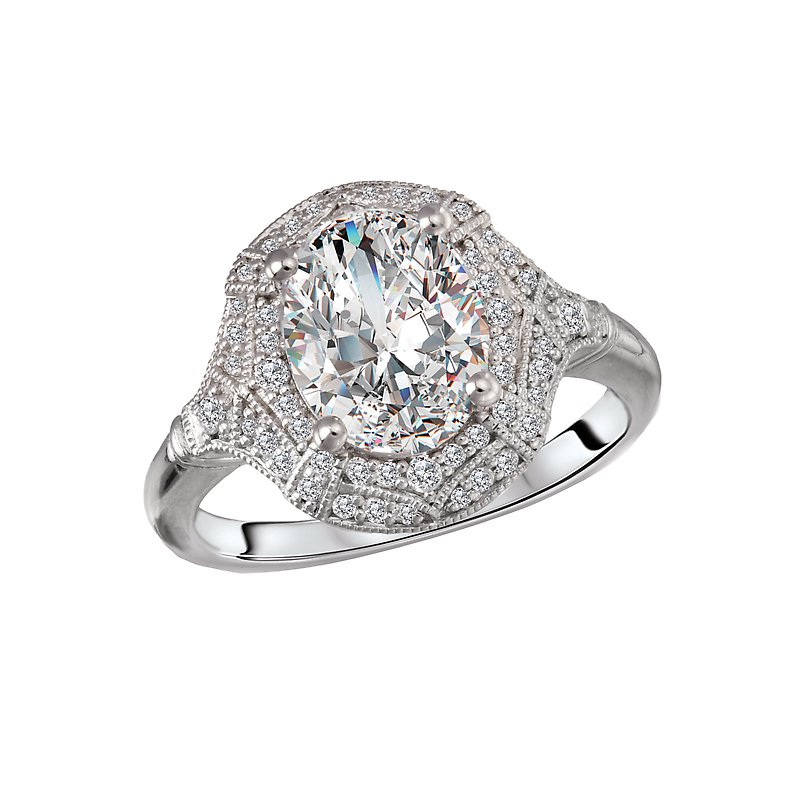 Orbelle 14K White Gold Double Halo Diamond Semi-Mount Engagement Ring