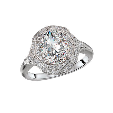 Orbelle 14K White Gold Double Halo Diamond Semi-Mount Engagement Ring