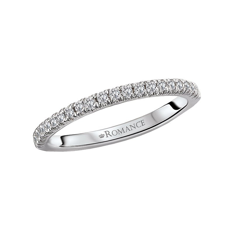 Orbelle Curved Wedding Band 14K White Gold with Round Diamond - Nesting Style
