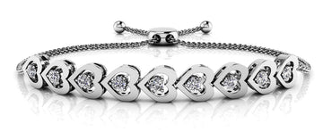 Adjustable Diamond Heart Link Diamond Bracelet with 0.54 ct.(finished) 2.7mm - Luxury Time NYC