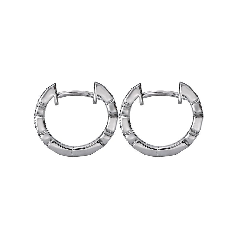 Luxora Diamond and Sapphire Huggie Earrings in 14K White Gold