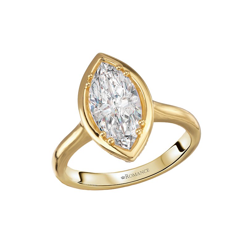 Orbelle Hidden Halo Semi-Mount Engagement Ring in 14K Yellow Gold with Marquise Cut Diamond Setting