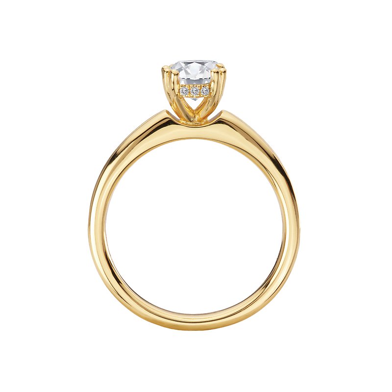 Orbelle 14K Yellow Gold Double Band Oval Diamond Engagement Ring