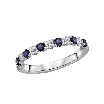 Luxora 14K White Gold Sapphire and Diamond Stackable Ladies Fashion Ring