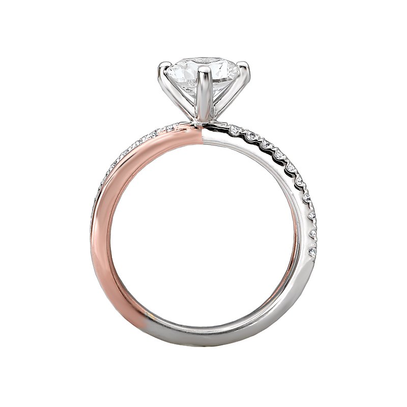 Bandora 18K Two-Tone Gold Diamond Engagement Ring Semi-Mount