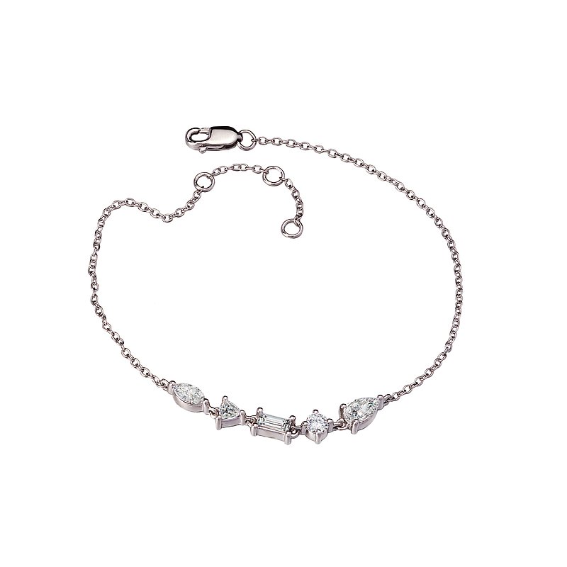 Chic 14kt White Gold Lab Grown Diamond 5-Station Bracelet