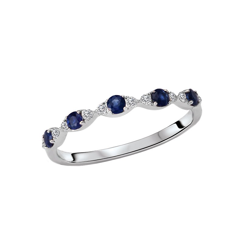 Luxora Ladies Fashion Sapphire and Diamond Ring in 14K White Gold