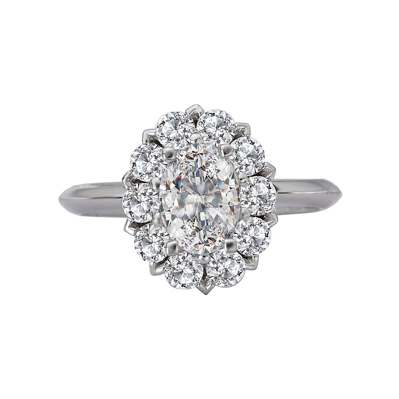 Orbelle Halo Semi-Mount Diamond Ring in 14K White Gold with Oval Lab Grown Diamond