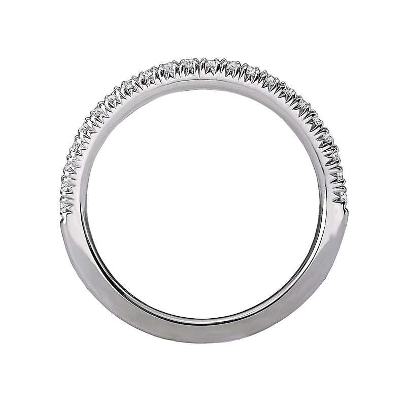 Orbelle Curved Wedding Band 14K White Gold with Round Diamond - Nesting Style