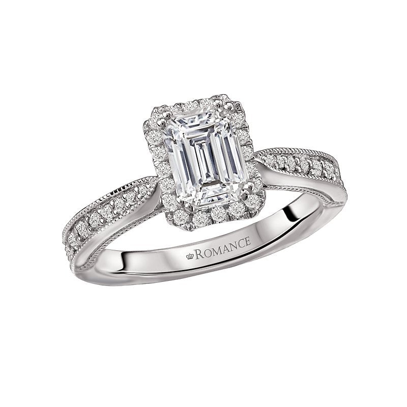 Orbelle 14K White Gold Halo Diamond Engagement Ring Semi-Mount