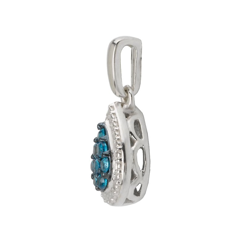 Luxora Teardrop Blue Diamond Pendant - 14kt White Gold