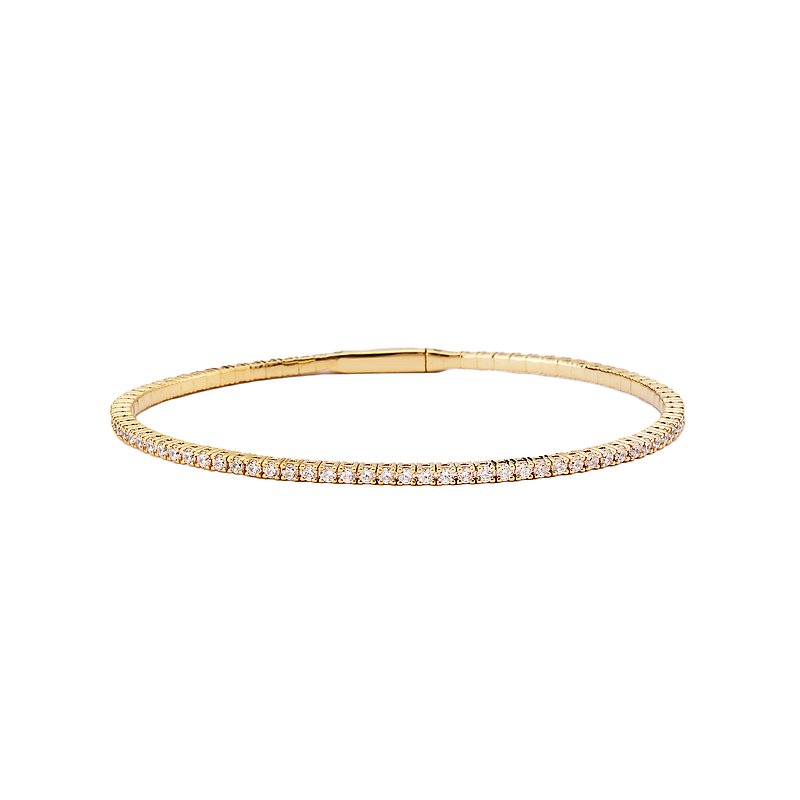 Luxora 14K Yellow Gold Diamond Bangle Bracelet - Round Cut