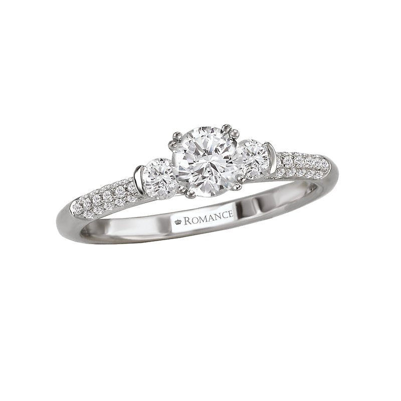 Orbelle Petite 3-Stone Diamond Engagement Ring in 14K White Gold