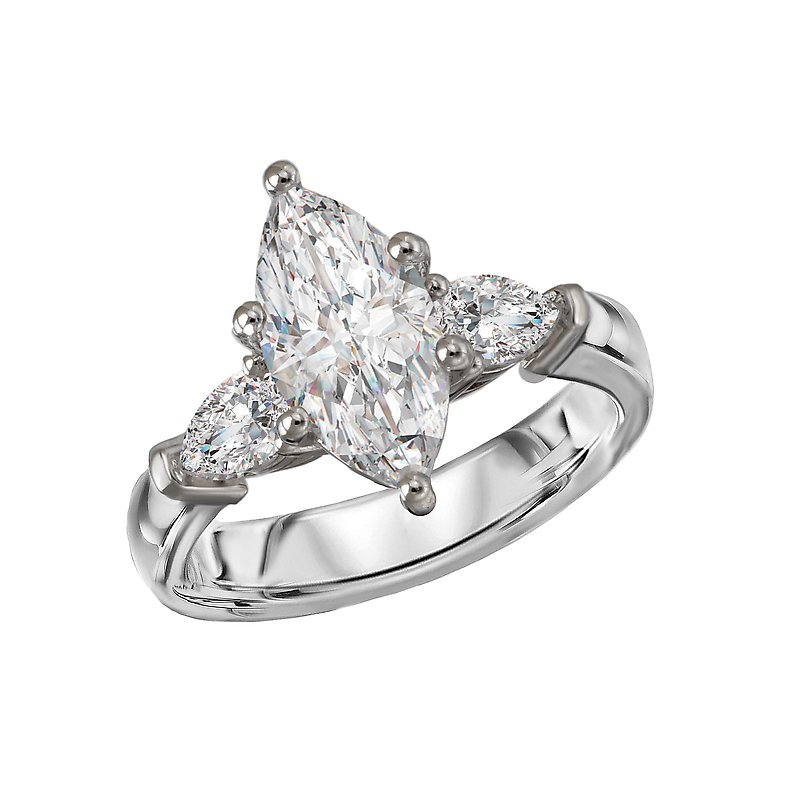 Lab Grown Diamond 3-Stone White Gold Engagement Ring