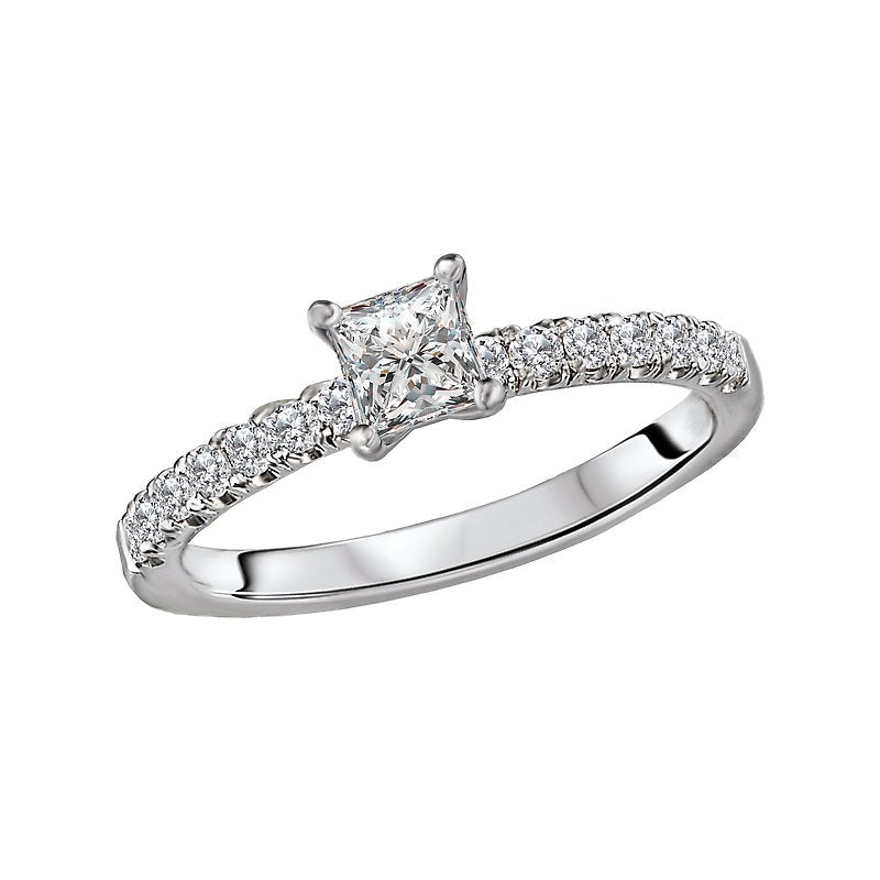 Glemera Princess Cut Diamond Semi-Mount Engagement Ring in 14K White Gold