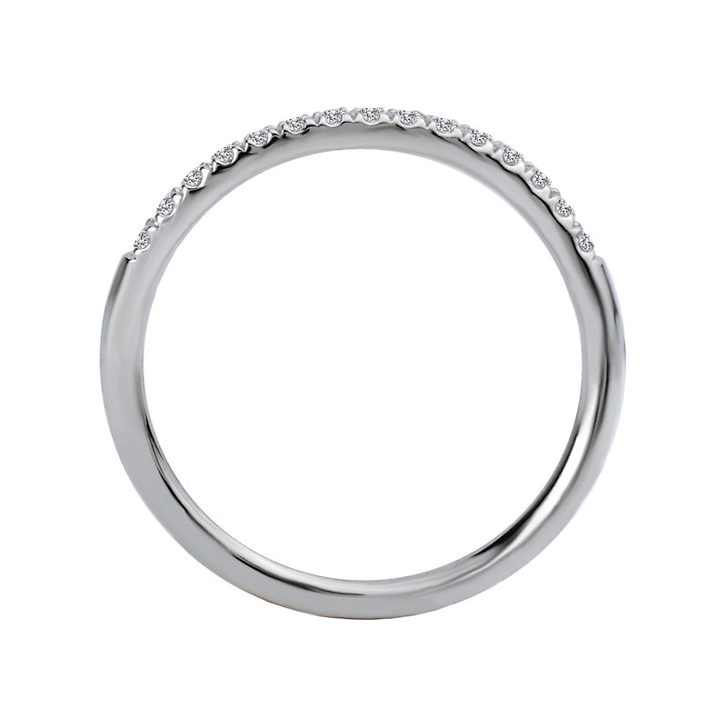 Orbelle Curved Wedding Band in 14K White Gold with Sparkling Diamonds
