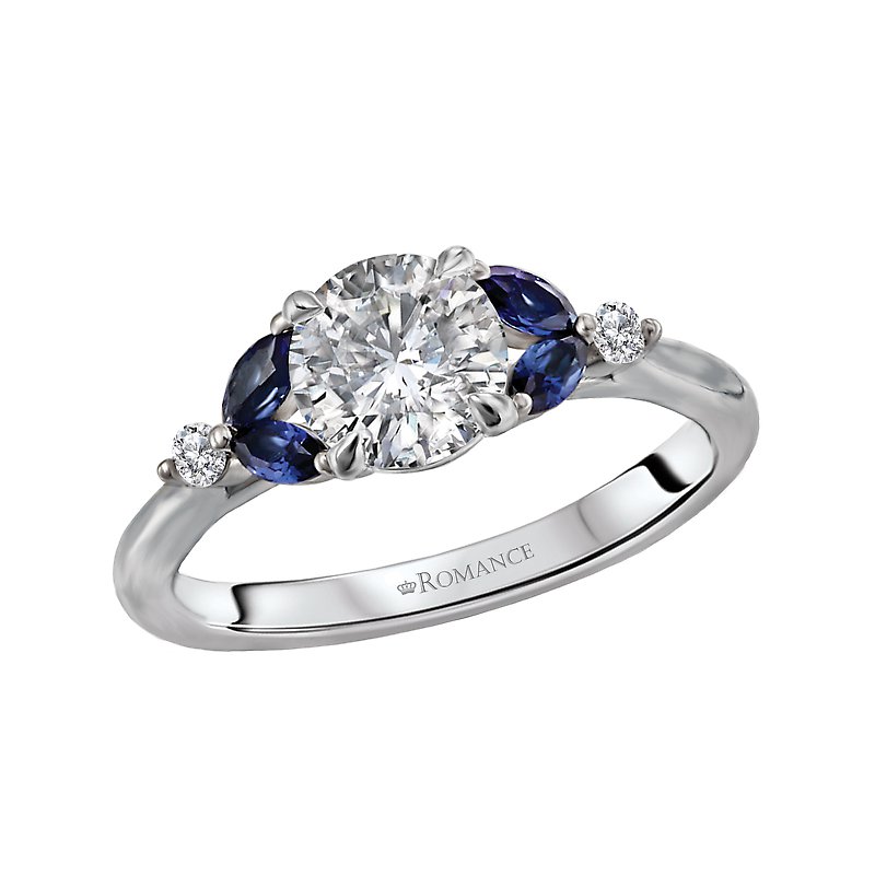 Orbelle Sapphire and Diamond Semi-Mount Engagement Ring - 14K White Gold