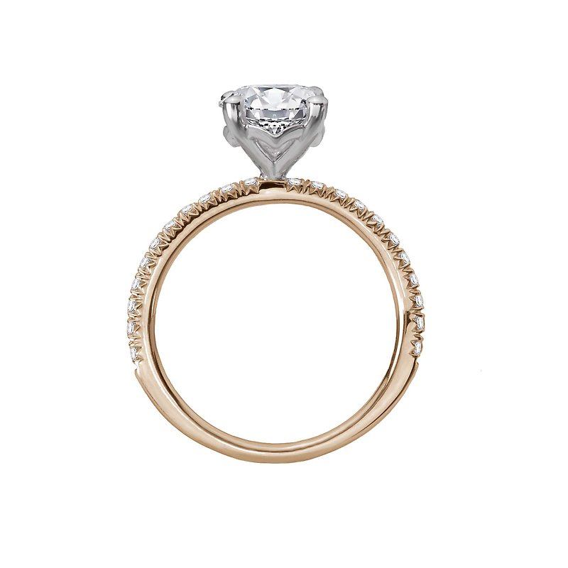 Orbelle 14K Yellow Gold French Pave Diamond Engagement Semi-Mount Ring