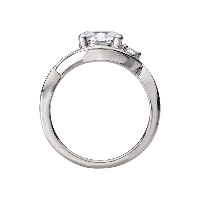 Orbelle Diamond Wave 14K White Gold Oval Semi-Mount Engagement Ring