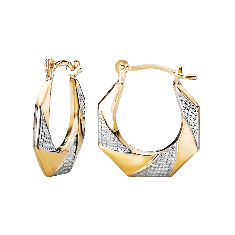 Luxora 14kt Yellow and White Gold Swirl Hoop Earrings
