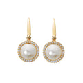 Luxora Freshwater Pearl and Diamond Earrings in 14K Yellow Gold