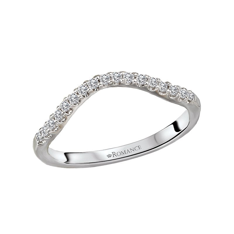Orbelle Diamond Nesting Wedding Band - 14K White Gold Curved Ring with Round White Diamonds
