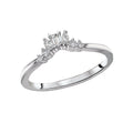 Glemera Diamond Curved Wedding Band - 14K White Gold Nesting Ring with Sparkling Round, Marquise, and Tapered Baguette Diamonds