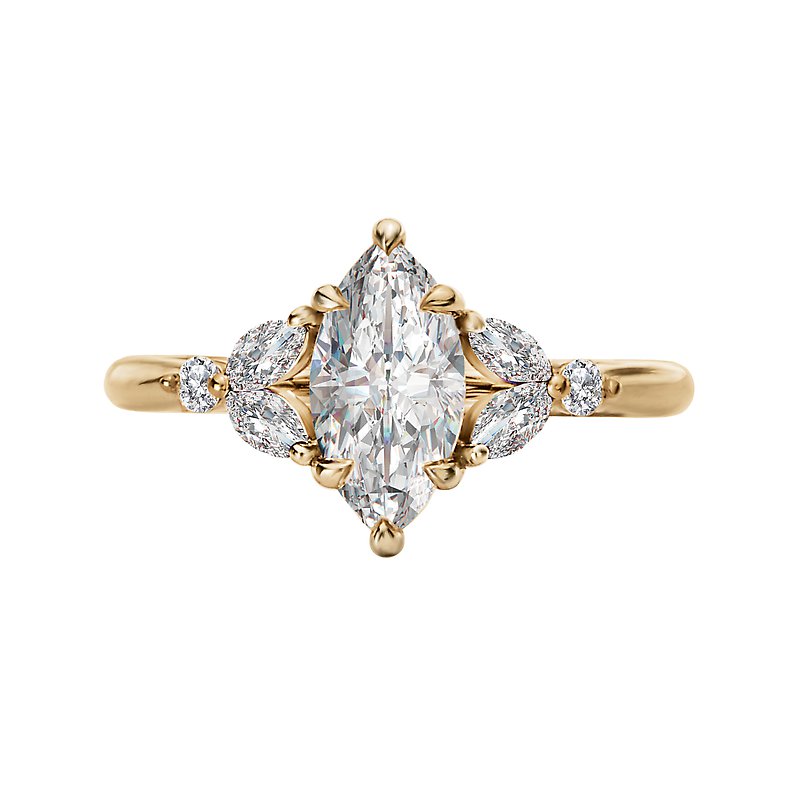 Bandora 14K Yellow Gold Marquise Lab Grown Diamond Semi-Mount Engagement Ring