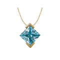 Luxora Princess Cut Blue Topaz Pendant in 14K Yellow Gold