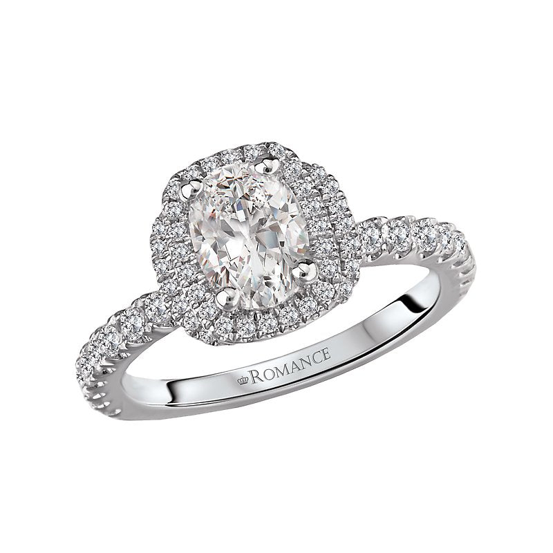 Orbelle Halo Diamond Ring Semi-Mount 18K White Gold