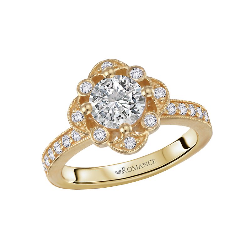 Orbelle Flower Styled 14K Yellow Gold Semi-Mount Diamond Engagement Ring