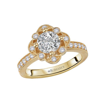 Orbelle Flower Styled 14K Yellow Gold Semi-Mount Diamond Engagement Ring