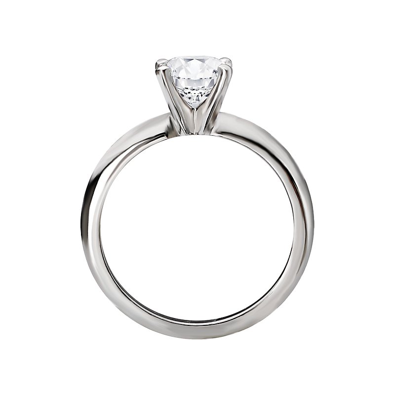 Glemera Solitaire Diamond Ring | 14K White Gold Semi-Mount | Round 7.8mm Center Stone