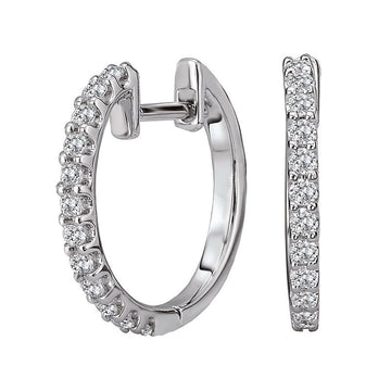 Luxora Diamond Hoop Earrings | 14K White Gold Round Cut Sparkling Diamonds