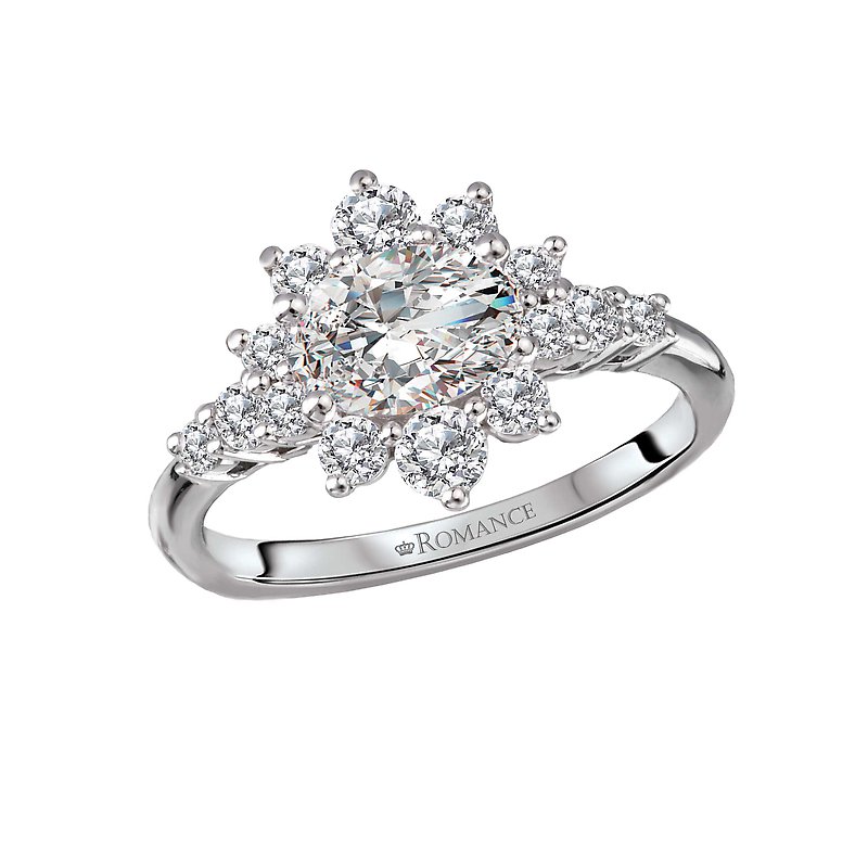 Orbelle Halo Oval Diamond Engagement Ring in 14K White Gold