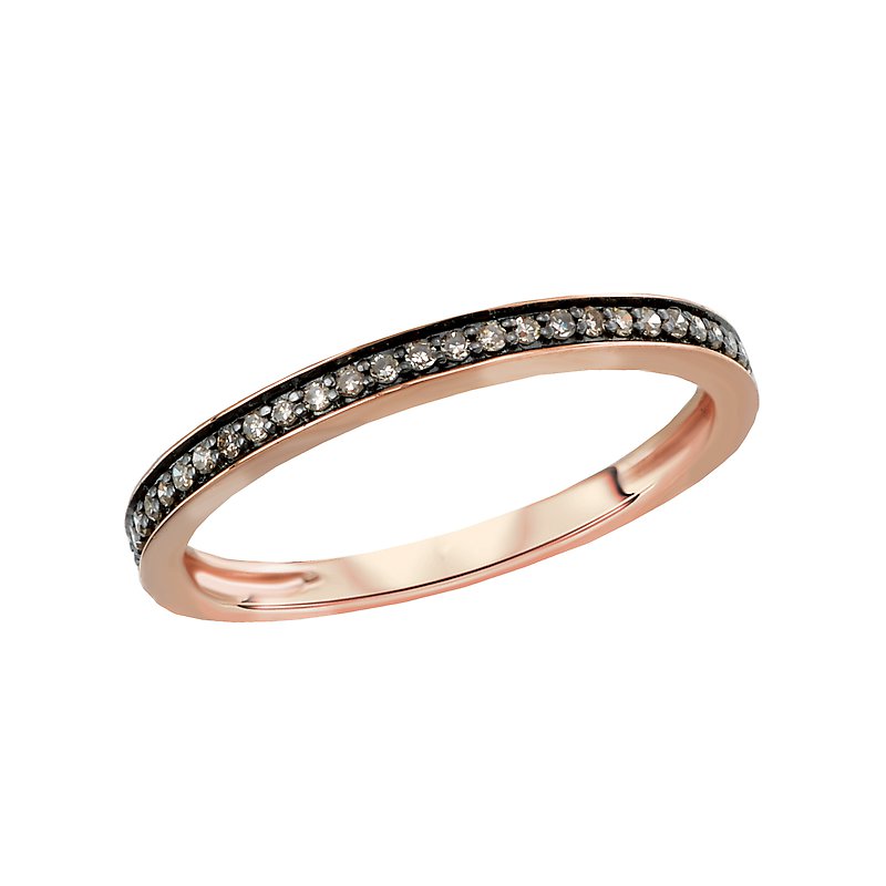 Luxora Ladies Diamond Band - 14k Rose Gold Stackable Ring with Cognac Diamonds