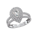 Orbelle Halo Semi-Mount Diamond Ring | 18K White Gold Pear Shape