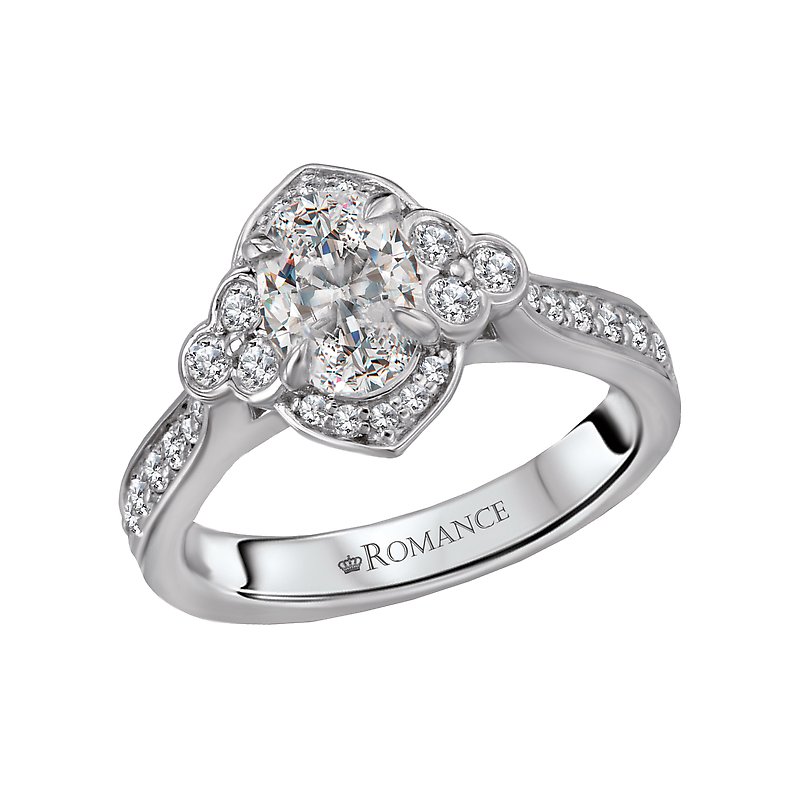 Orbelle Halo Diamond Ring Semi-Mount 18K White Gold Oval 7.5x5.5mm