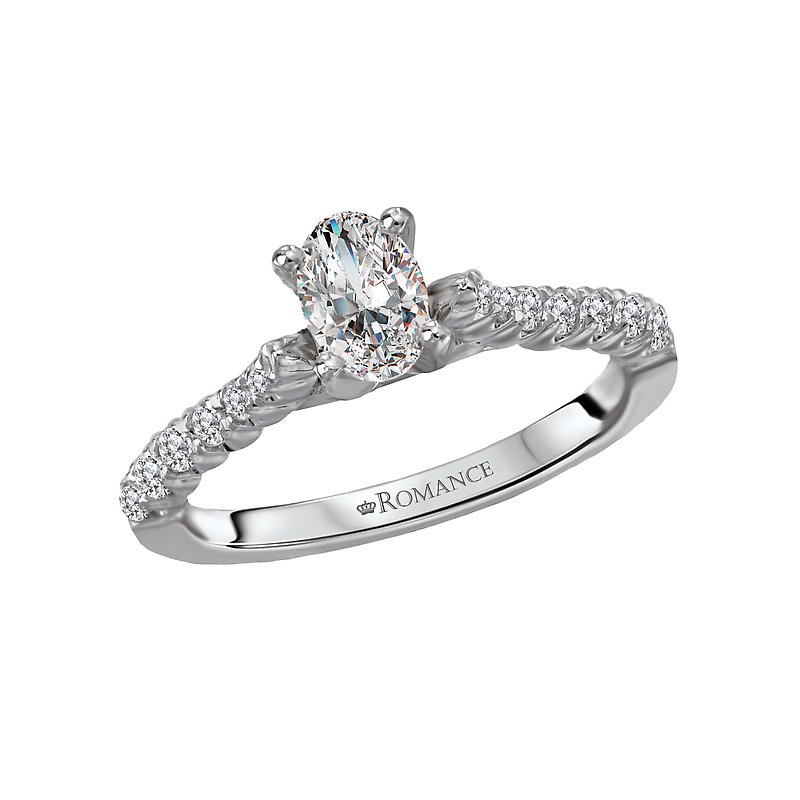 Bandora Oval 14K White Gold Diamond Engagement Ring