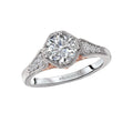 Vintage Two-Tone Diamond Halo Semi-Mount Engagement Ring
