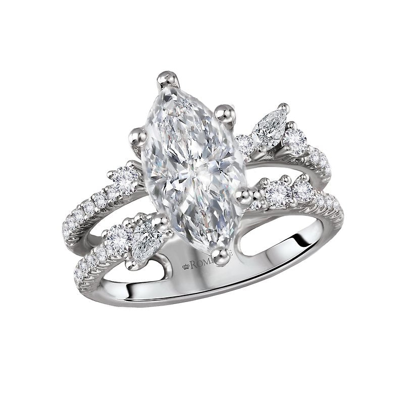 Orbelle 14K White Gold Split Shank Marquise Diamond Engagement Ring