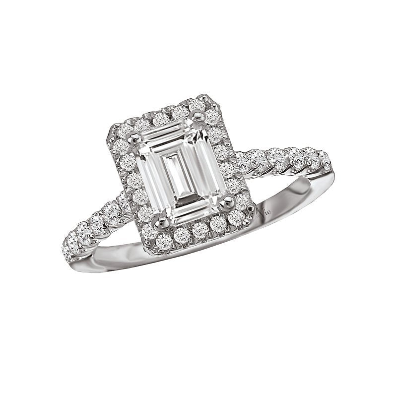 Glemera Halo Diamond Wedding Ring Semi-Mount in 14K White Gold