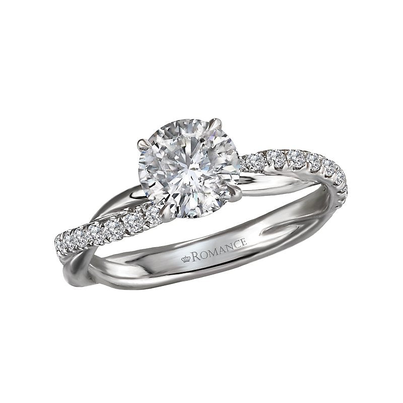 Orbelle White Gold Twist Band Semi-Mount Diamond Engagement Ring