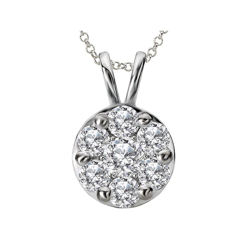 Luxora Ladies Cluster Diamond Pendant in 14K White Gold