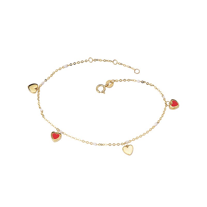 Luxora Italian 14kt Gold Heart Bracelet | Enamel Charm Chain Bracelet