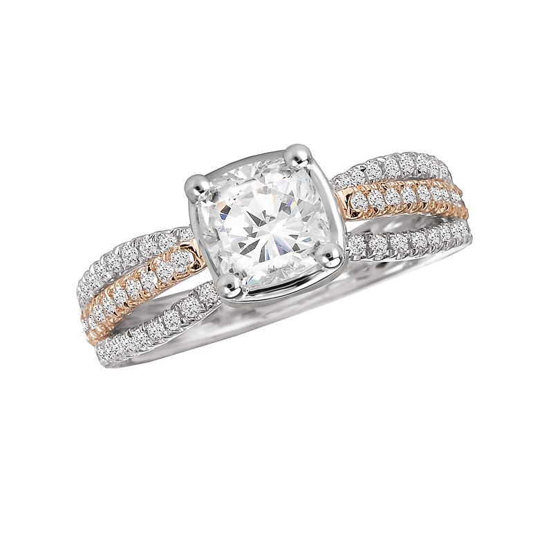 Orbelle Two Tone Diamond Ring Semi-Mount - Bandora 18K Gold