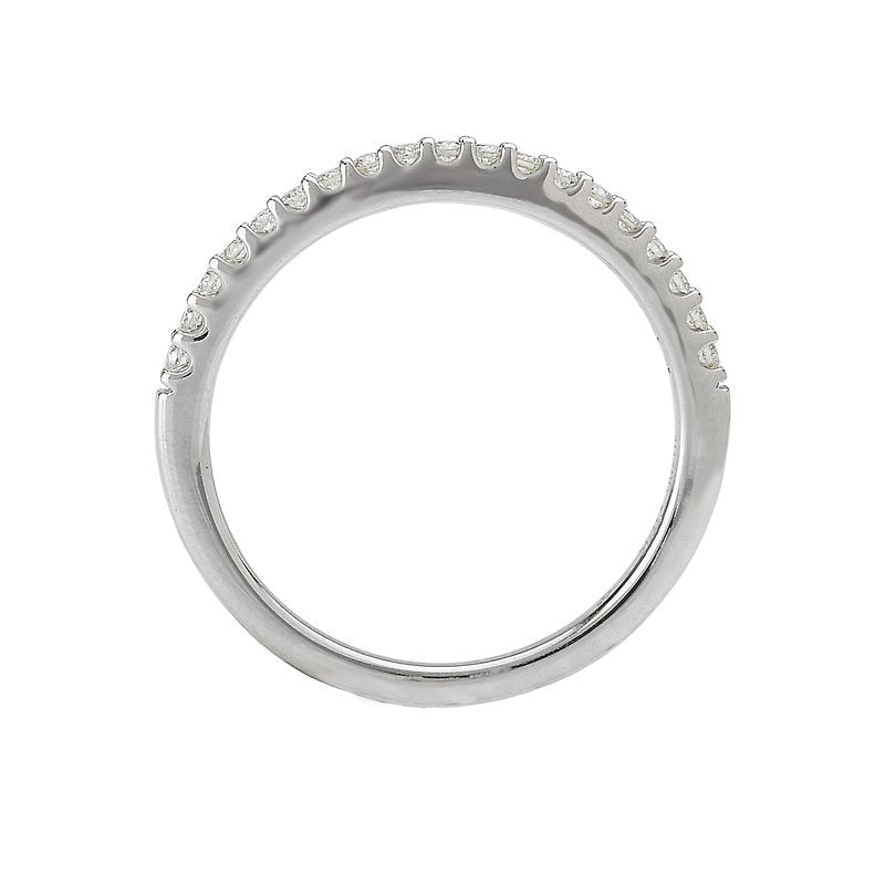Orbelle Curved Wedding Band in 18K White Gold with Round Diamond (D. 1/7 carat total weight)
