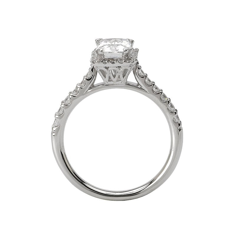 18K White Gold Halo Diamond Orbelle Engagement Semi-Mount Ring