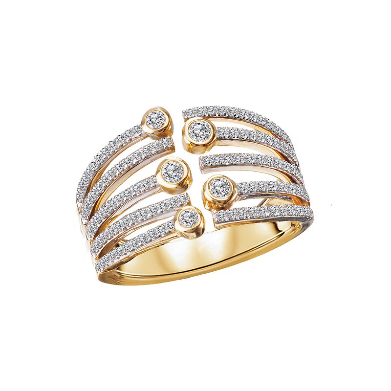 Luxora 14K Yellow Gold Ladies Fashion Diamond Ring - Round Cut 0.5ct