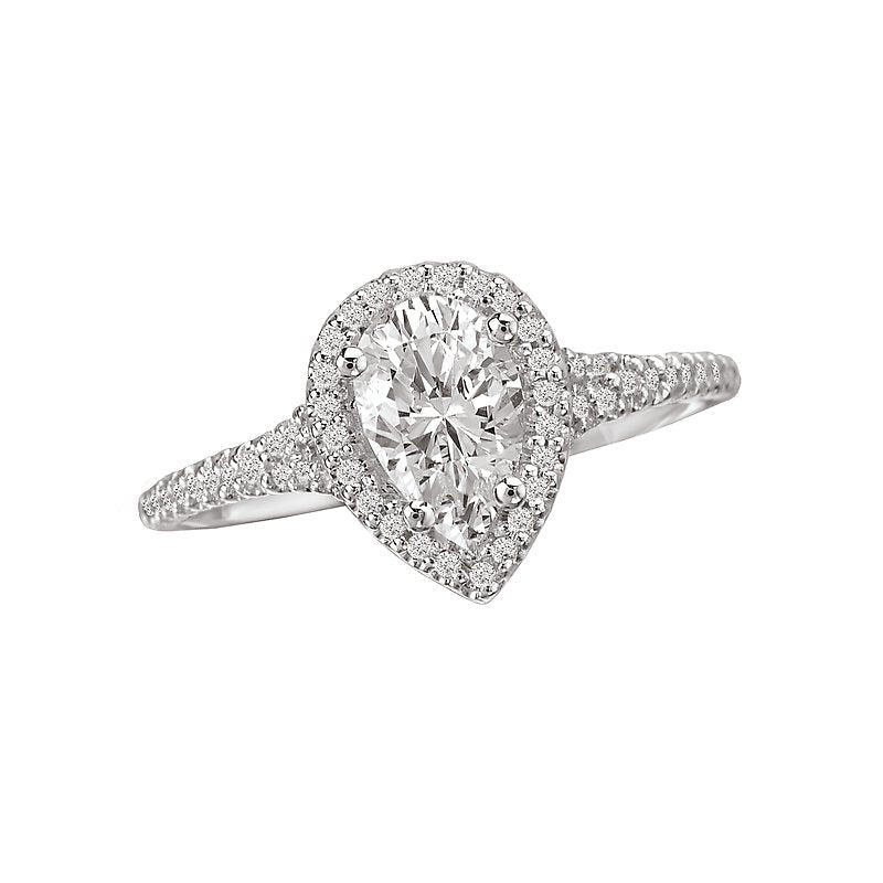 Orbelle Halo Semi-Mount 14K White Gold Pear Shaped Lab Grown Diamond Ring